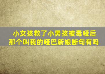 小女孩救了小男孩被毒哑后那个叫我的哑巴新娘断句有吗