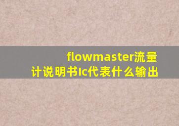 flowmaster流量计说明书Ic代表什么输出